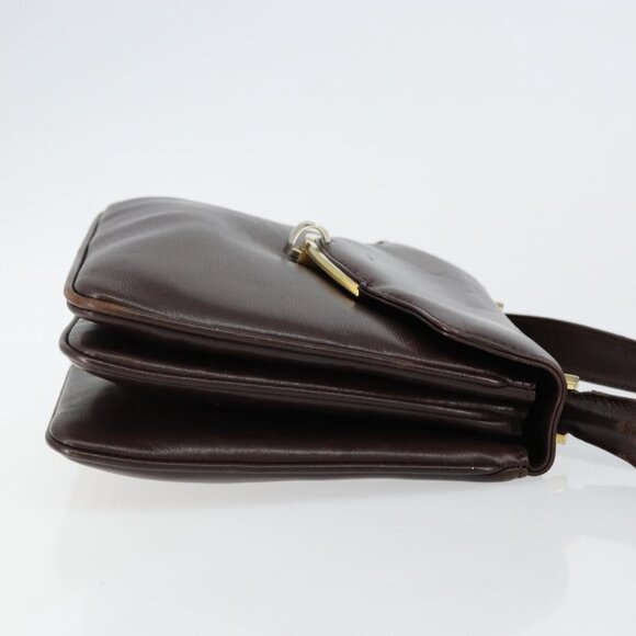 GUCCI Shoulder Bag Leather Brown Gold Auth fm4876 - Picture 5 of 16